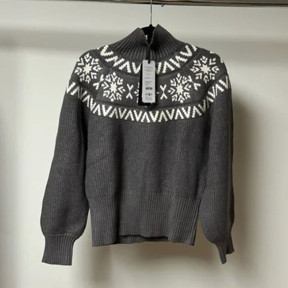 Varley Bowen Fair Isle Pullover XS Grey